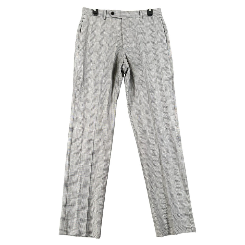Brooks Brothers Regent Fit Dress Pants Mens 32x32 Grey Glen Plaid Wool Business